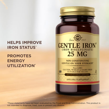 Solgar Gentle Iron 25 mg (Iron Bisglycinate) – 360 Servings, 2-Pack | Non-Constipating & Gluten Free