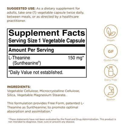 Solgar L-Theanine 150 mg – 60 Veg Capsules – Relaxation Support