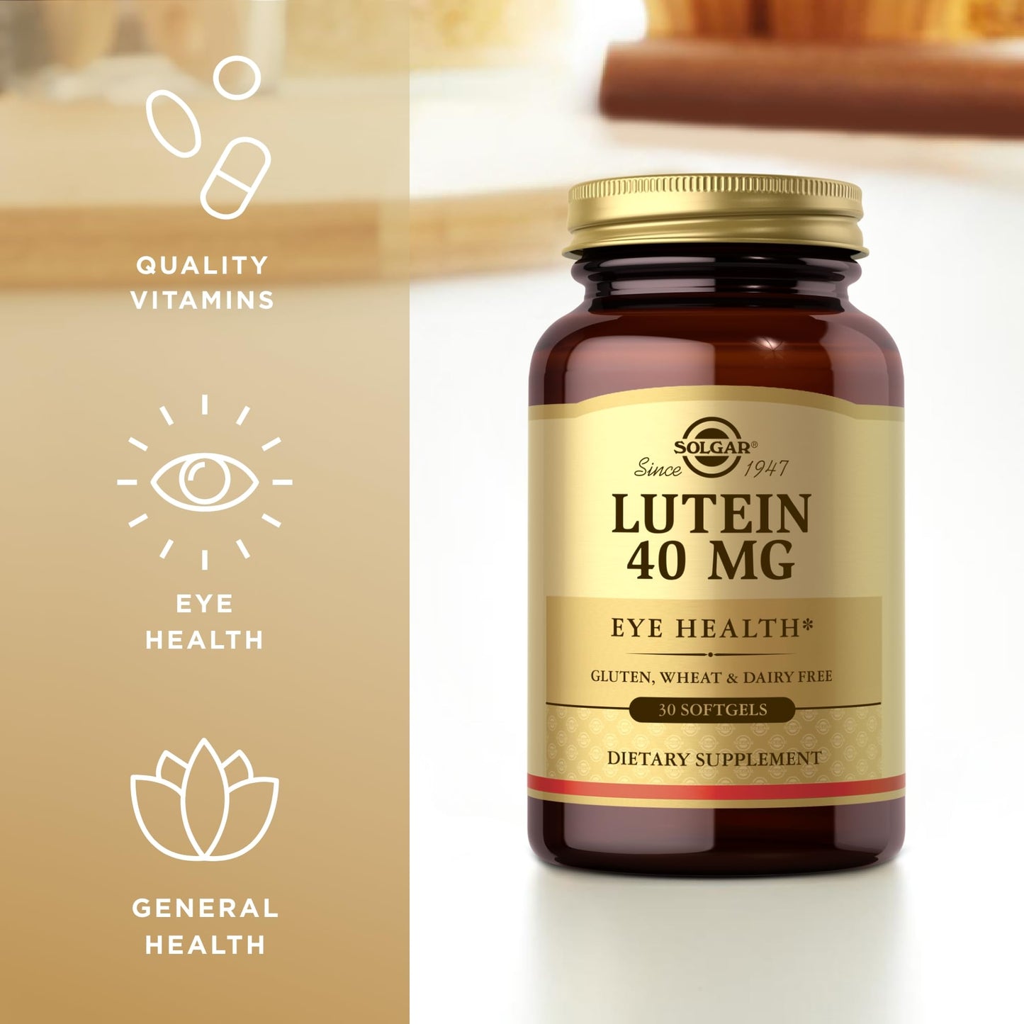 Solgar Lutein 40 mg - 30 Softgels (Pack of 3) | Eye Health & Blue Light Protection