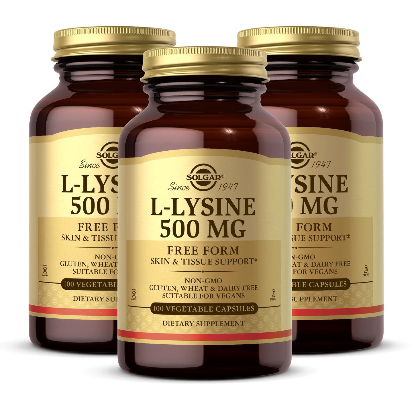 Solgar L-Lysine 500 mg - 300 Servings | Vegan, Non-GMO | Skin Support