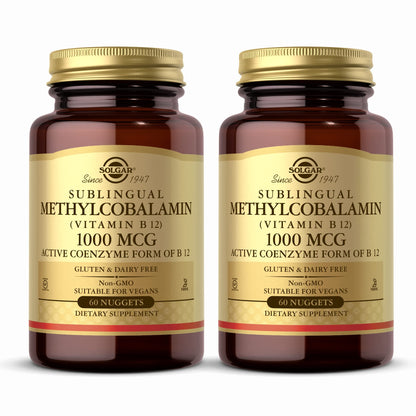 Solgar Methylcobalamin Vitamin B12 1000 mcg - 60 Nuggets Pack of 2 | Energy Metabolism | Vegan, Non-GMO