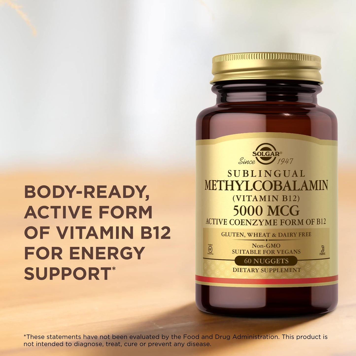 Solgar Methylcobalamin 5000 mcg Nuggets – Cherry Flavor, 180 Servings | Energy Metabolism, Vegan