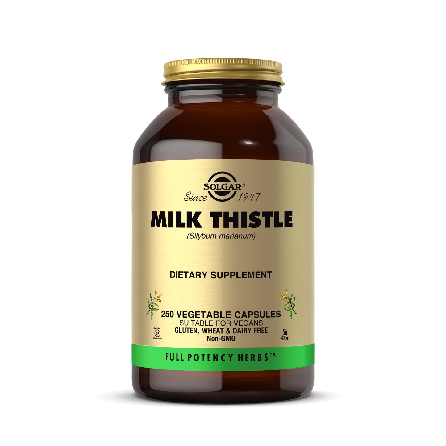 Solgar Milk Thistle - 250 Vegetable Capsules - Full Potency (FP) - Non-GMO, Vegan, Gluten Free, Dairy Free, Kosher - 250 Servings