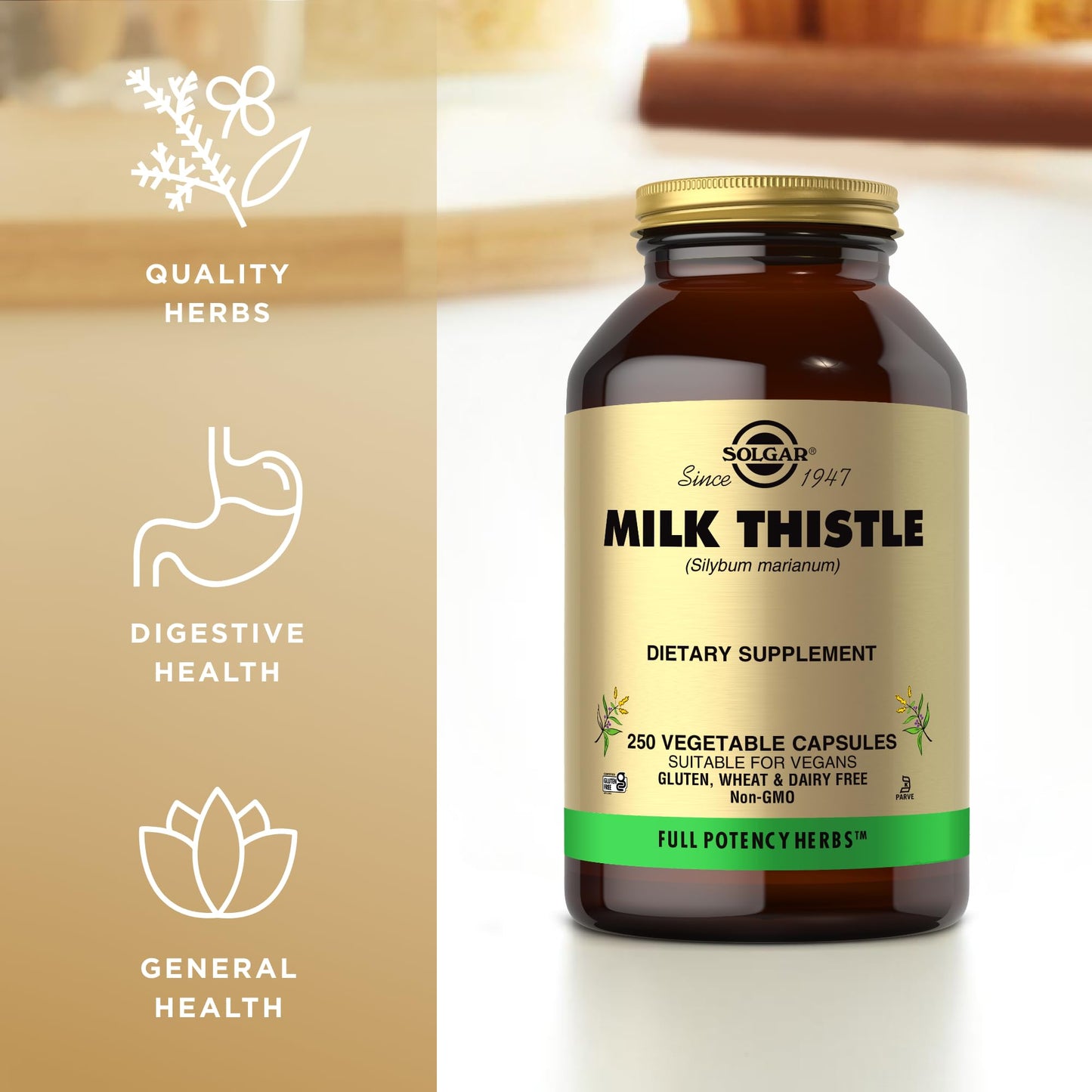 Solgar Milk Thistle - 250 Vegetable Capsules - Full Potency (FP) - Non-GMO, Vegan, Gluten Free, Dairy Free, Kosher - 250 Servings