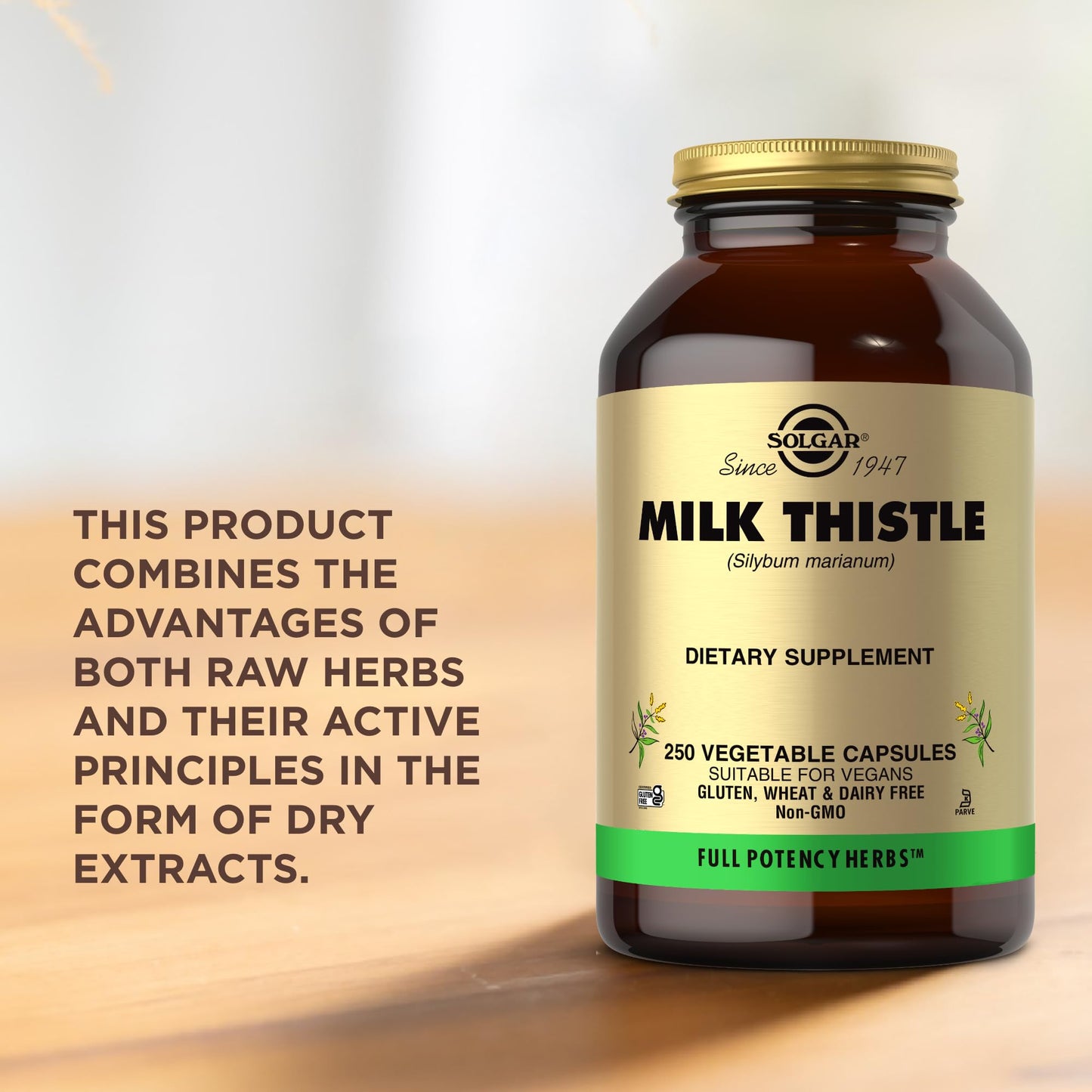 Solgar Milk Thistle - 250 Vegetable Capsules - Full Potency (FP) - Non-GMO, Vegan, Gluten Free, Dairy Free, Kosher - 250 Servings
