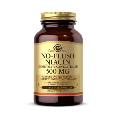 Solgar No-Flush Niacin 500 mg - 100 Veg Capsules | Energy Metabolism