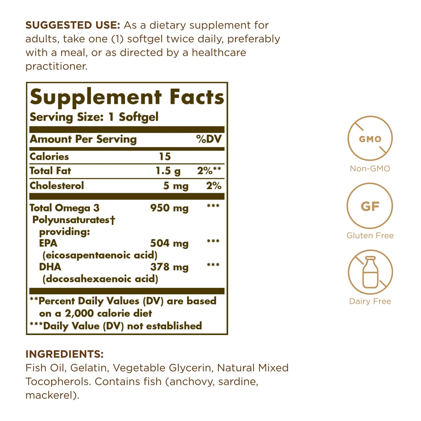 Solgar Triple Strength Omega-3 950 mg - 200 Servings (2-Pack) | Non-GMO, Gluten Free