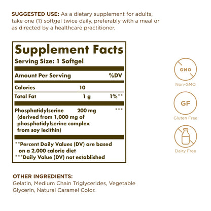Solgar Phosphatidylserine 200 mg – 60 Softgels (Pack of 2) | Brain Health