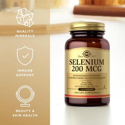 Solgar Selenium 200 mcg Tablets - 100 Count (Pack of 2) | Selenium Supplement