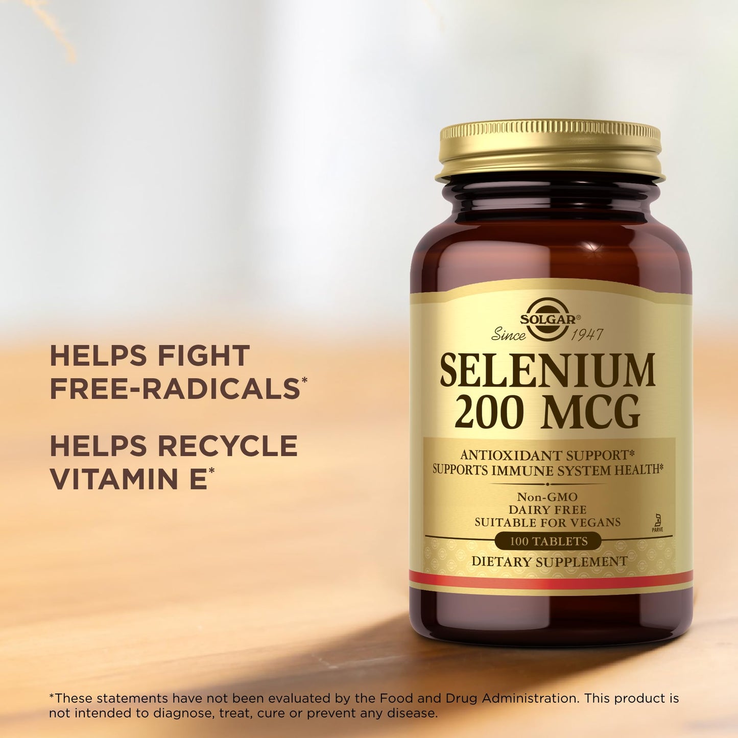 Solgar Selenium 200 mcg Tablets - 100 Count (Pack of 2) | Selenium Supplement