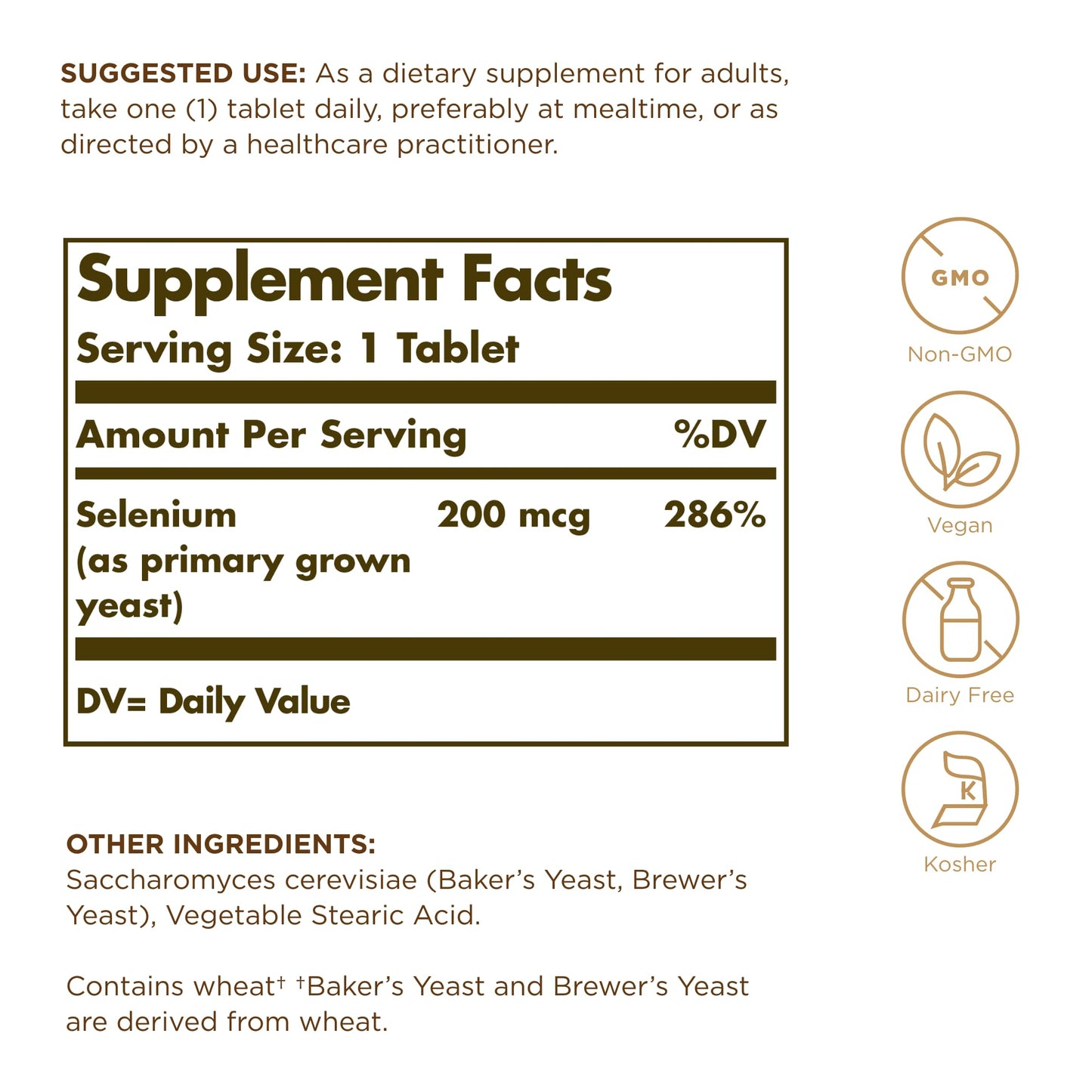 Solgar Selenium 200 mcg Tablets - 100 Count (Pack of 2) | Selenium Supplement