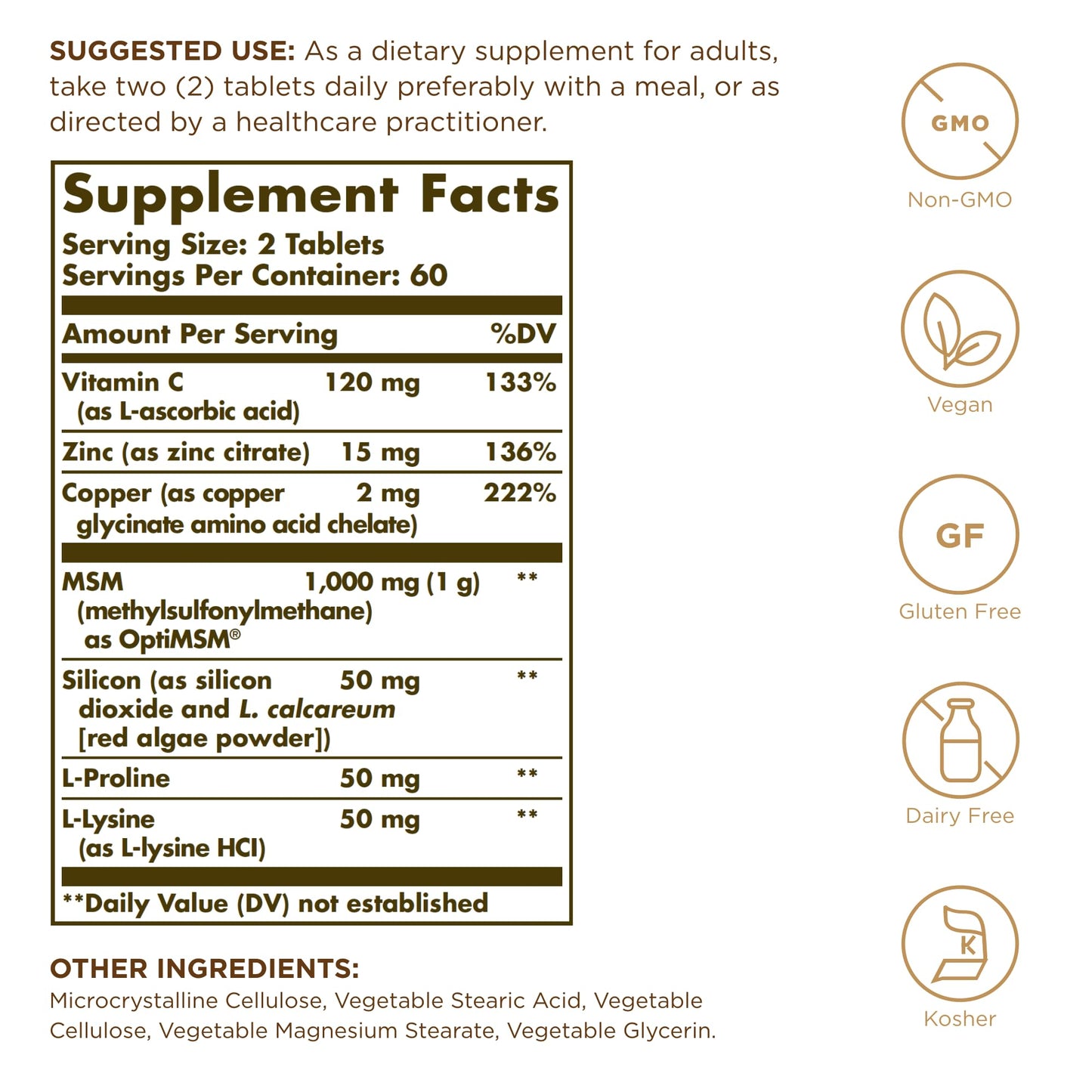 Solgar Skin, Nails & Hair - 120 Tablets Pack of 2 | Advanced MSM Formula | Non-GMO, Vegan, Gluten & Dairy Free | 120 Servings