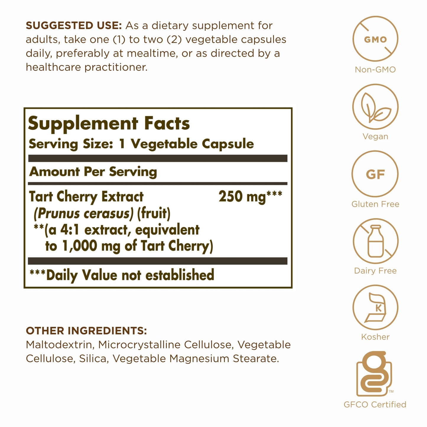 Solgar Tart Cherry 1000 mg – 180 Servings (Pack of 2, 90 Veg Capsules) | Antioxidant with Quercetin, Chlorogenic Acid & Anthocyanins