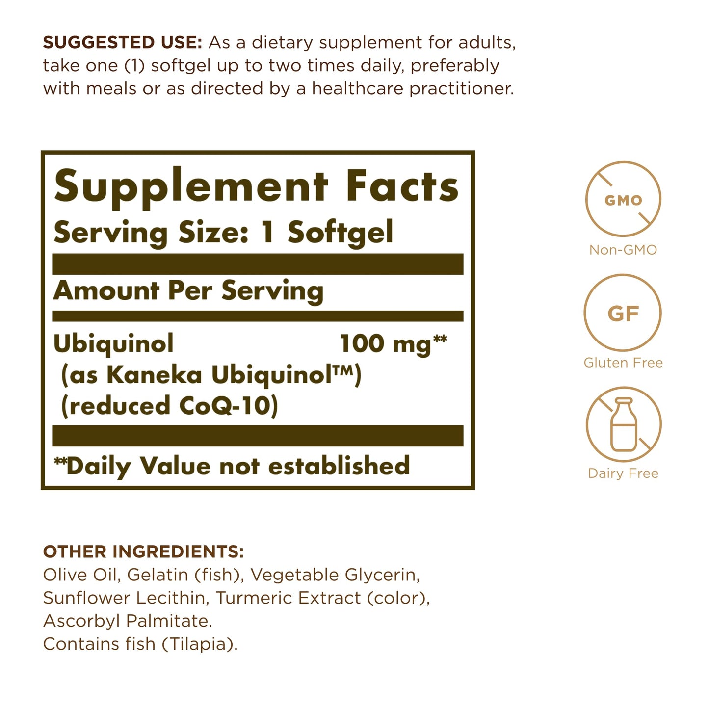 Solgar Ubiquinol 100 mg CoQ-10 Softgels – 100 Servings, Non-GMO, Gluten Free