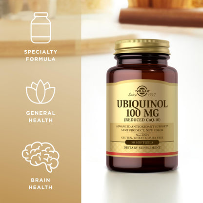 Solgar Ubiquinol 100 mg (Reduced CoQ-10) - 50 Softgels | Advanced Antioxidant Support