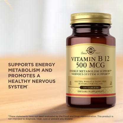 Solgar Vitamin B12 500 mcg – 100 Tablets (Pack of 2) – Vegan, Gluten Free, Dairy Free, Kosher