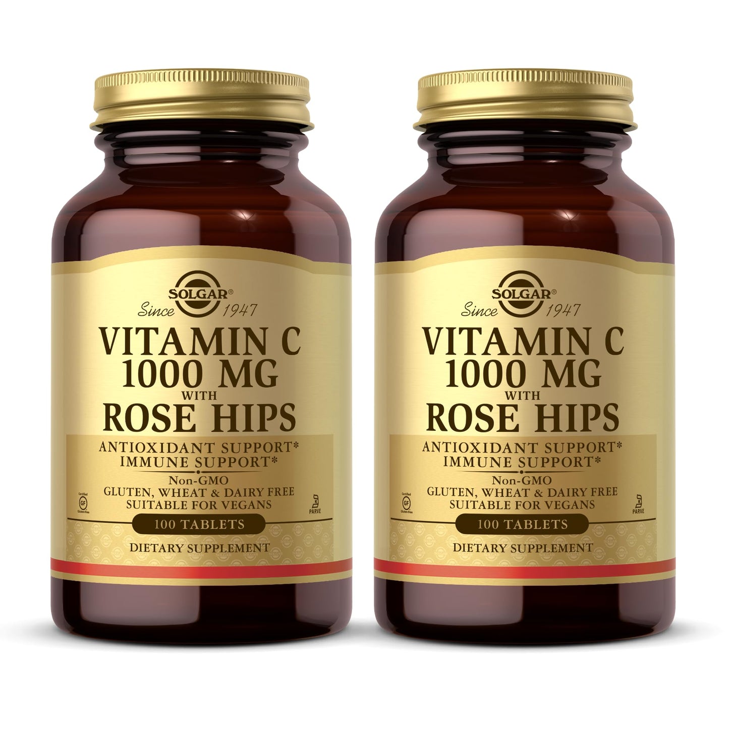 Solgar Vitamin C 1000 mg with Rose Hips – 200 Servings (Pack of 2) – Non-GMO, Vegan