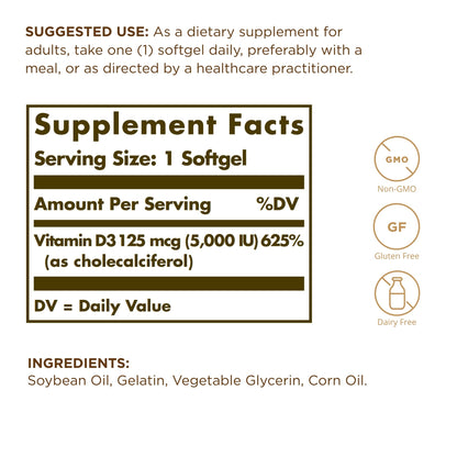 Solgar Vitamin D3 400 IU Softgels – 2-Pack | 200 Servings | Bones, Teeth & Immune Support