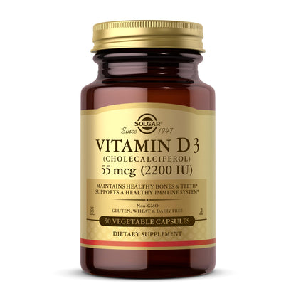 Solgar Vitamin D3 55 mcg (2200 IU) – 50 Veg Capsules | Bones & Immune Support
