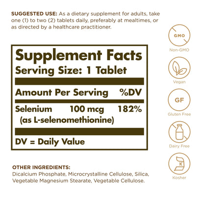 Solgar Yeast-Free Selenium 100 mcg – 4-Pack (400 Total Servings) | Gluten Free, Non-GMO, Dairy Free, Kosher