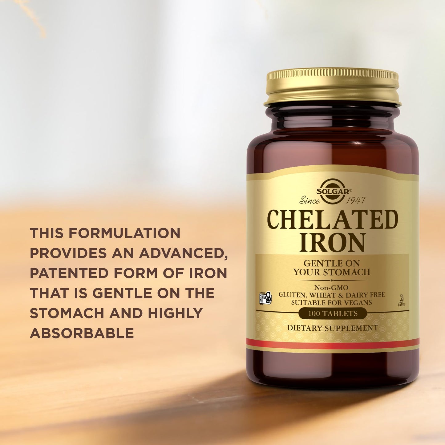 Solgar Chelated Iron - 200 Servings | Gentle on Stomach | Vegan & Non-GMO