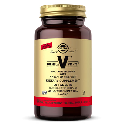 Solgar Formula VM-75, 90 Tablets – Multivitamin with Chelated Minerals | Vegan, Gluten Free, Dairy Free