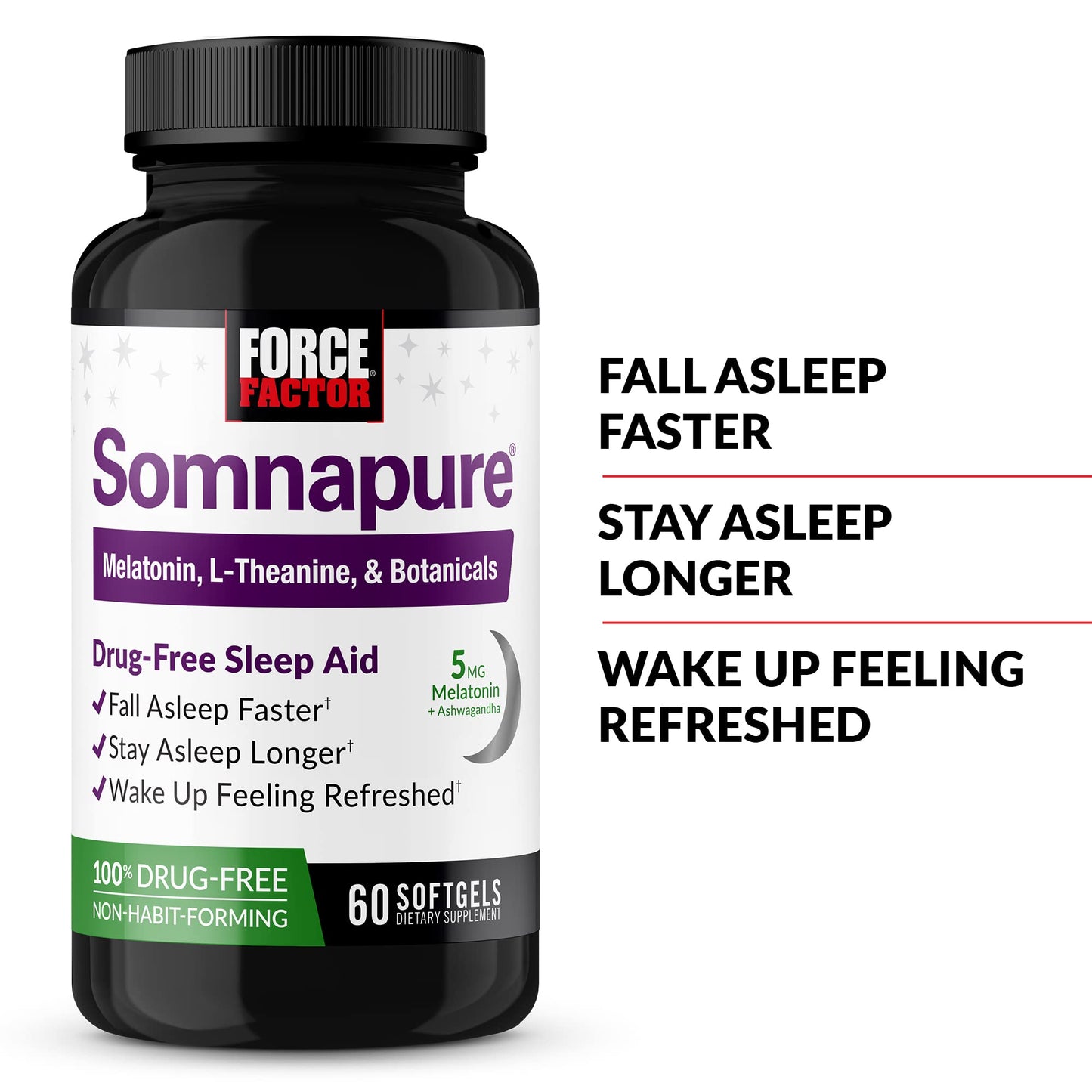 FORCE FACTOR Somnapure Softgels – Fall Asleep Faster, Stay Asleep Longer (60 Softgels)