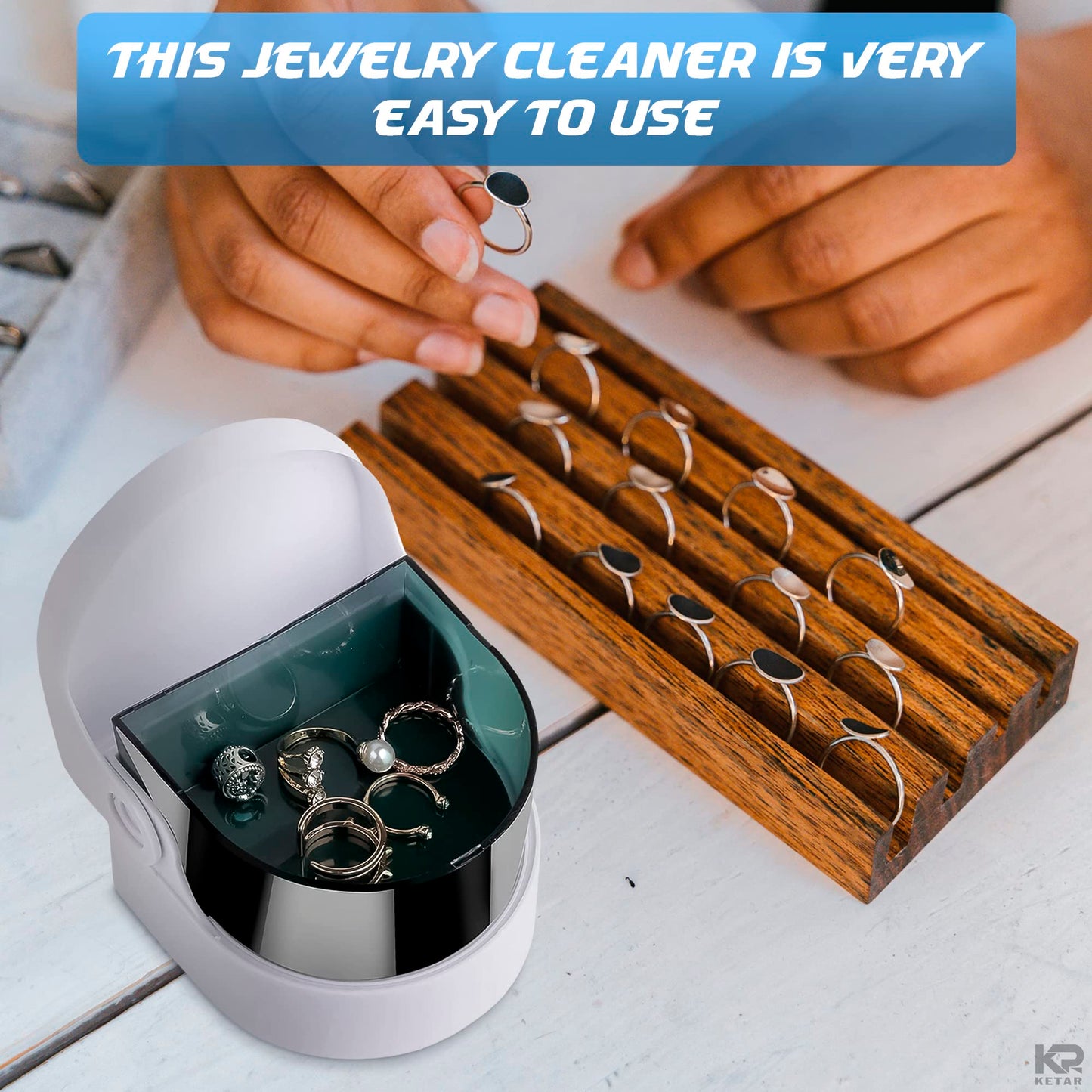 Sonic Cordless Denture Cleaner for Jewellery, Rings & Coins – Portable Battery Vibrating Machine