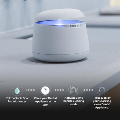Sonic Pro Dental Cleaning Pod – 43kHz Ultrasonic Retainer Cleaner (Pearl White)
