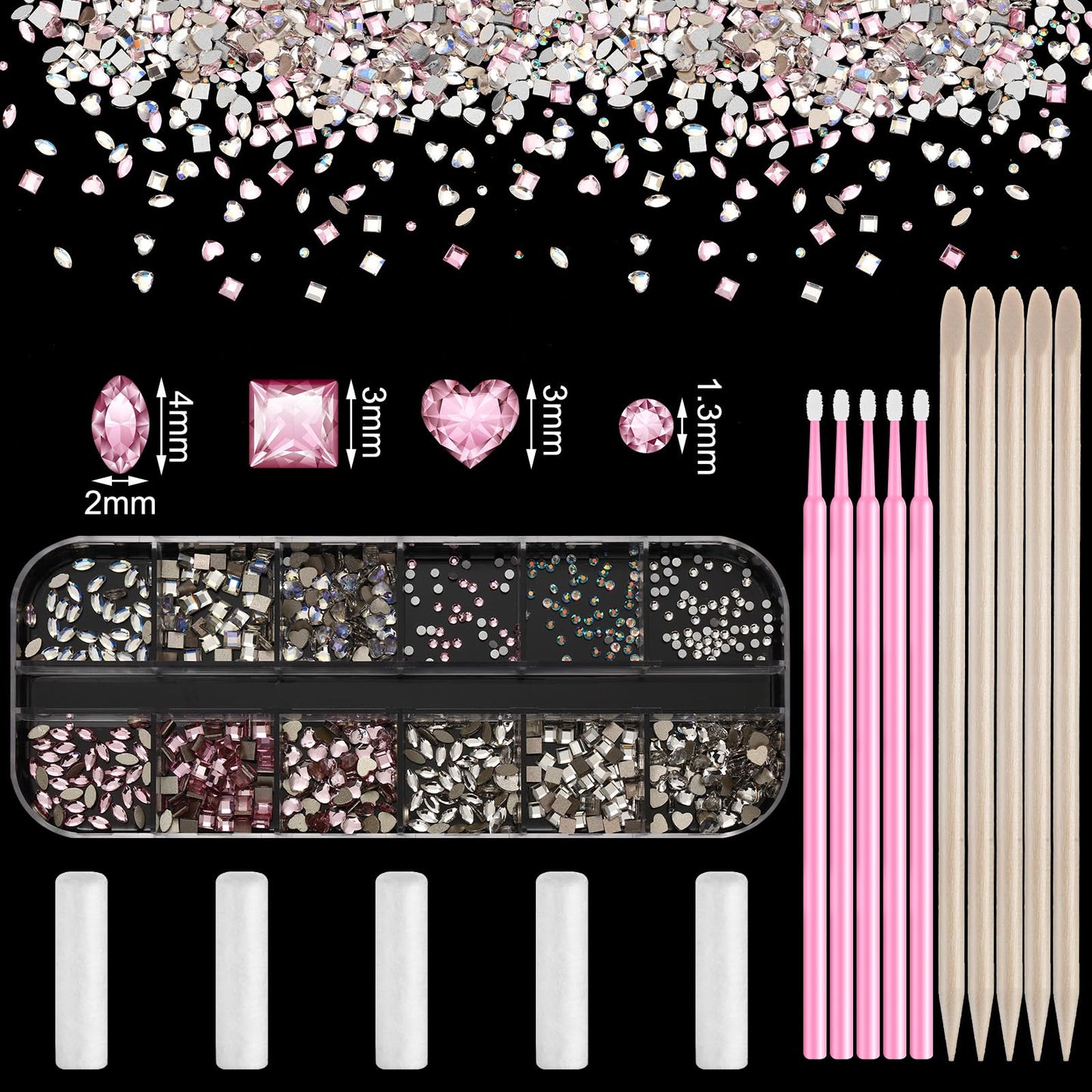 Sosation 377 Pcs 4 Shapes Tooth Gem Kit – DIY Crystal Tooth Gems for Shiny Teeth