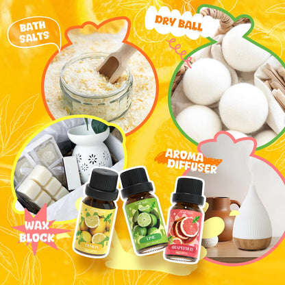 Soulorigin Citrus Essential Oils Set – Blood Orange, Lemon, Bergamot, Lime, Grapefruit & Citrus