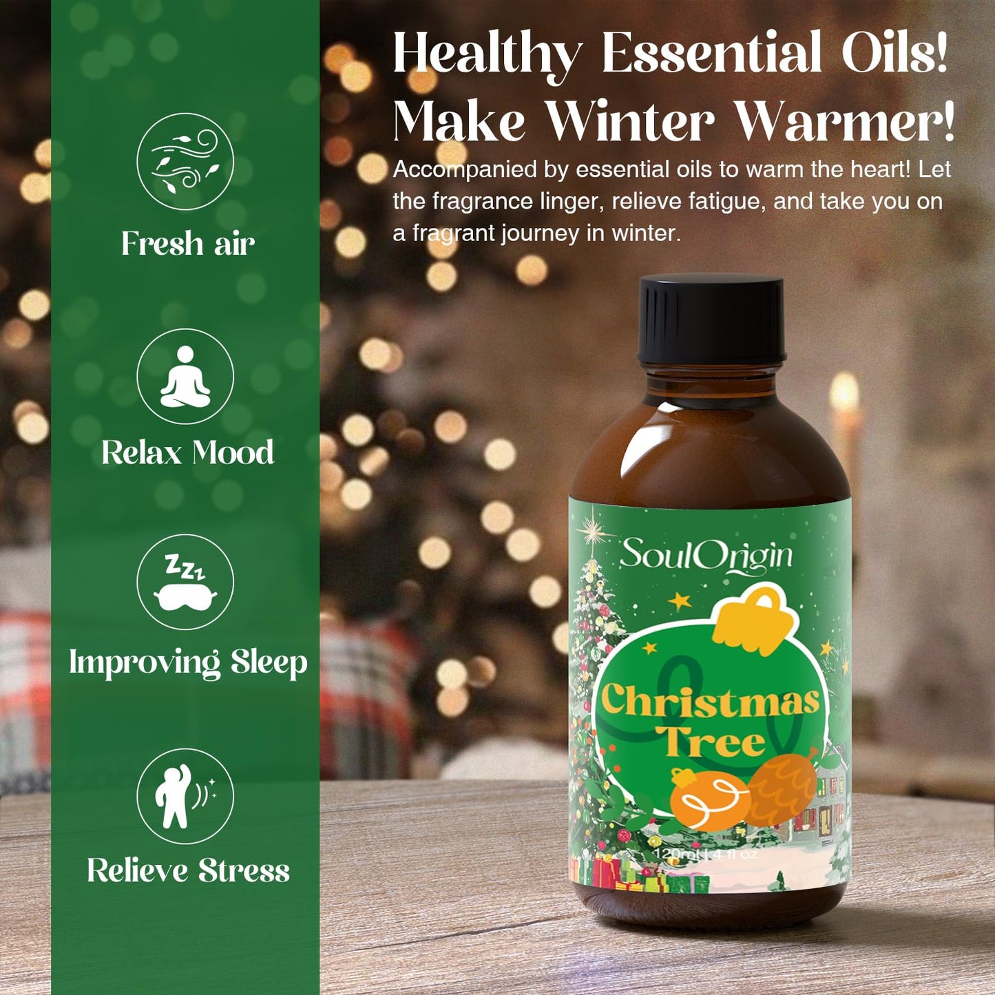 SoulOrigin Winter Christmas Tree Essential Oil 120ml (4 oz) – Pine & Fir Scent