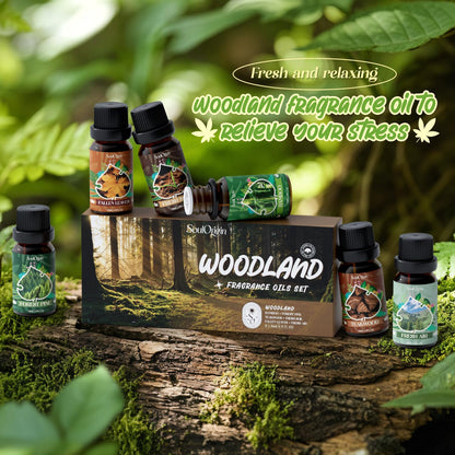 Soulorigin Woodland Fragrance Oils Set – Essential Oil Gift for Diffusers (Forest Pine, Teak, Bamboo, Fresh Soil, Fallen Leaves, Fresh Air)