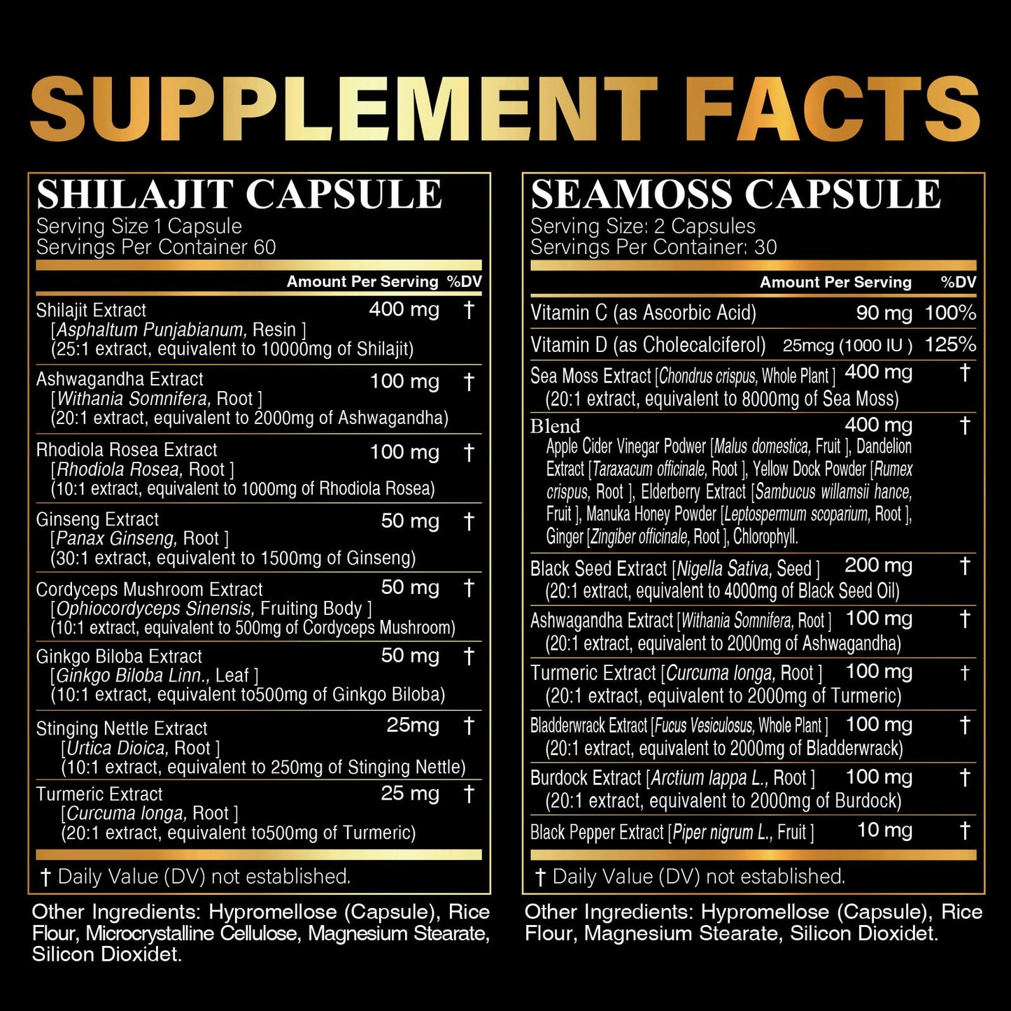 SoundHealth Wild Organic Irish Sea Moss & Shilajit – 2 Bottles, 60 Capsules Each
