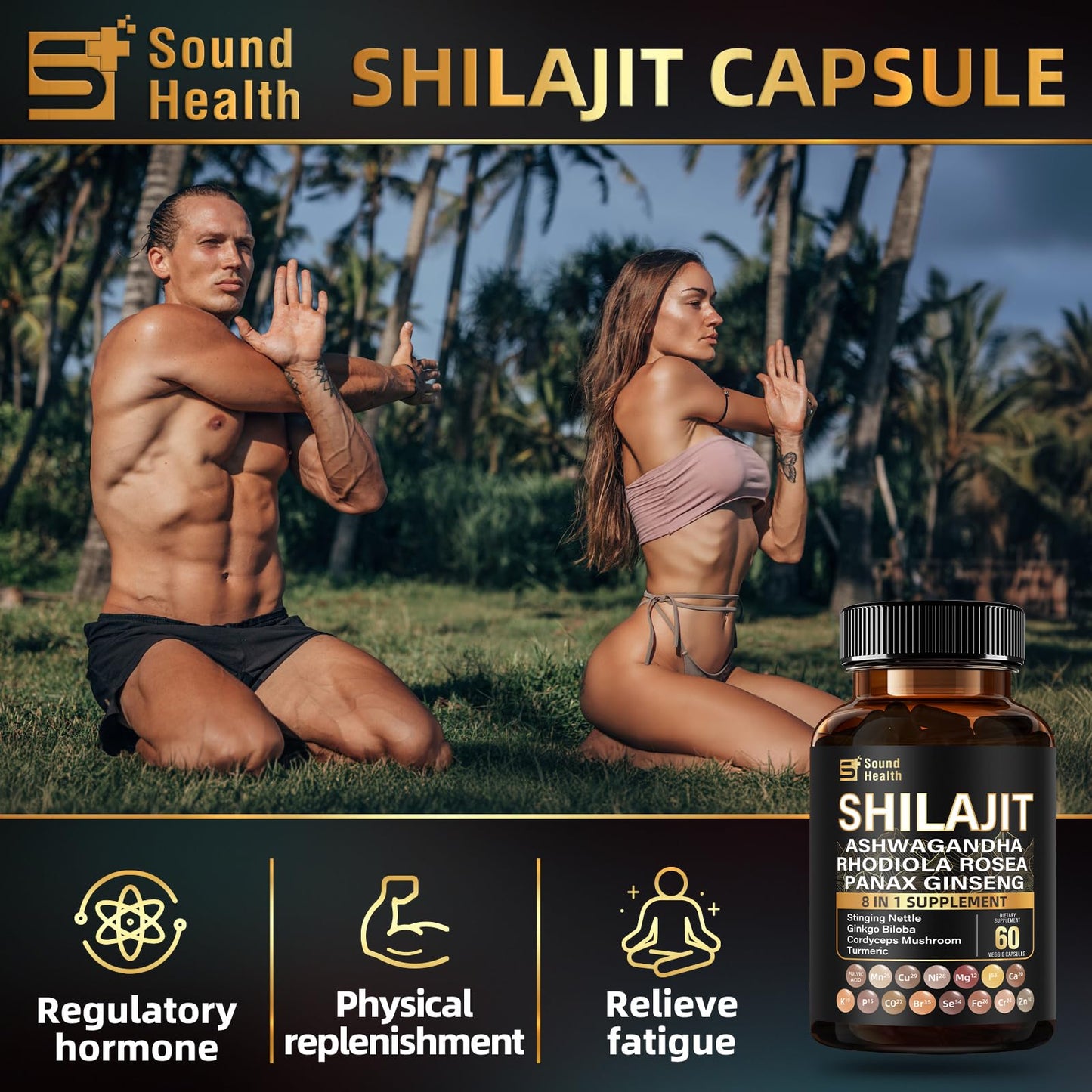 SoundHealth Wild Organic Irish Sea Moss & Shilajit – 2 Bottles, 60 Capsules Each