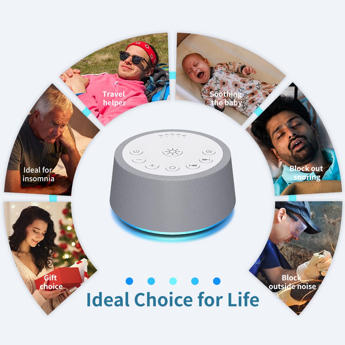SoundLegend White Noise Sleep Machine — 30 Sounds, 32-Level Volume, 12 Night Lights, 5 Timers, Compact Travel Gift