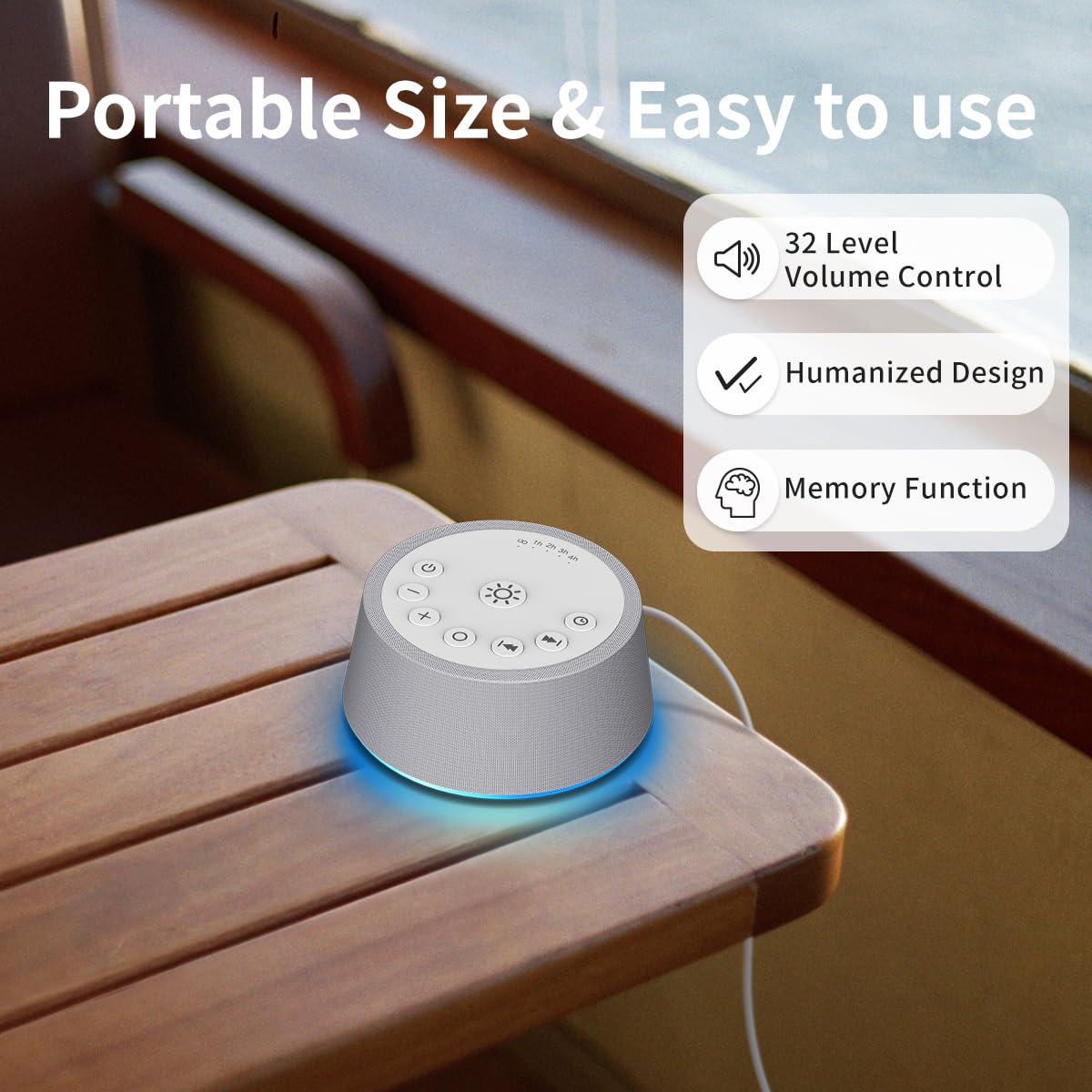 SoundLegend White Noise Sleep Machine — 30 Sounds, 32-Level Volume, 12 Night Lights, 5 Timers, Compact Travel Gift