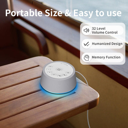 SoundLegend White Noise Sleep Machine — 30 Sounds, 32-Level Volume, 12 Night Lights, 5 Timers, Compact Travel Gift
