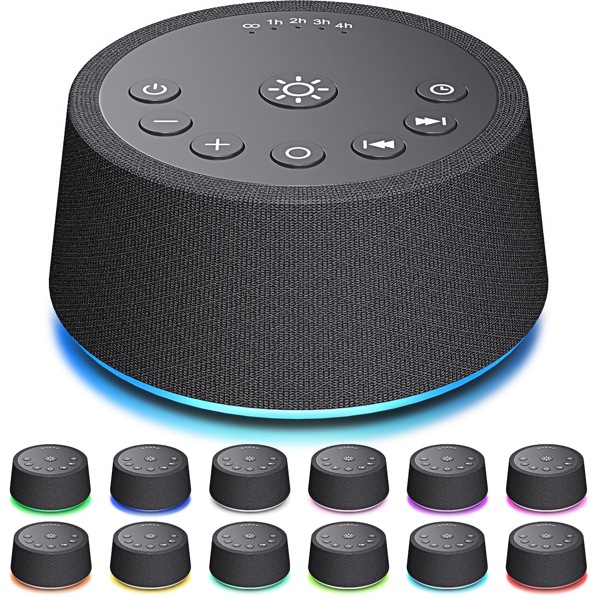 SoundLegend White Noise Sleep Machine — 30 Sounds, 12 Night Colors, 32 Levels, 5 Timers, Compact