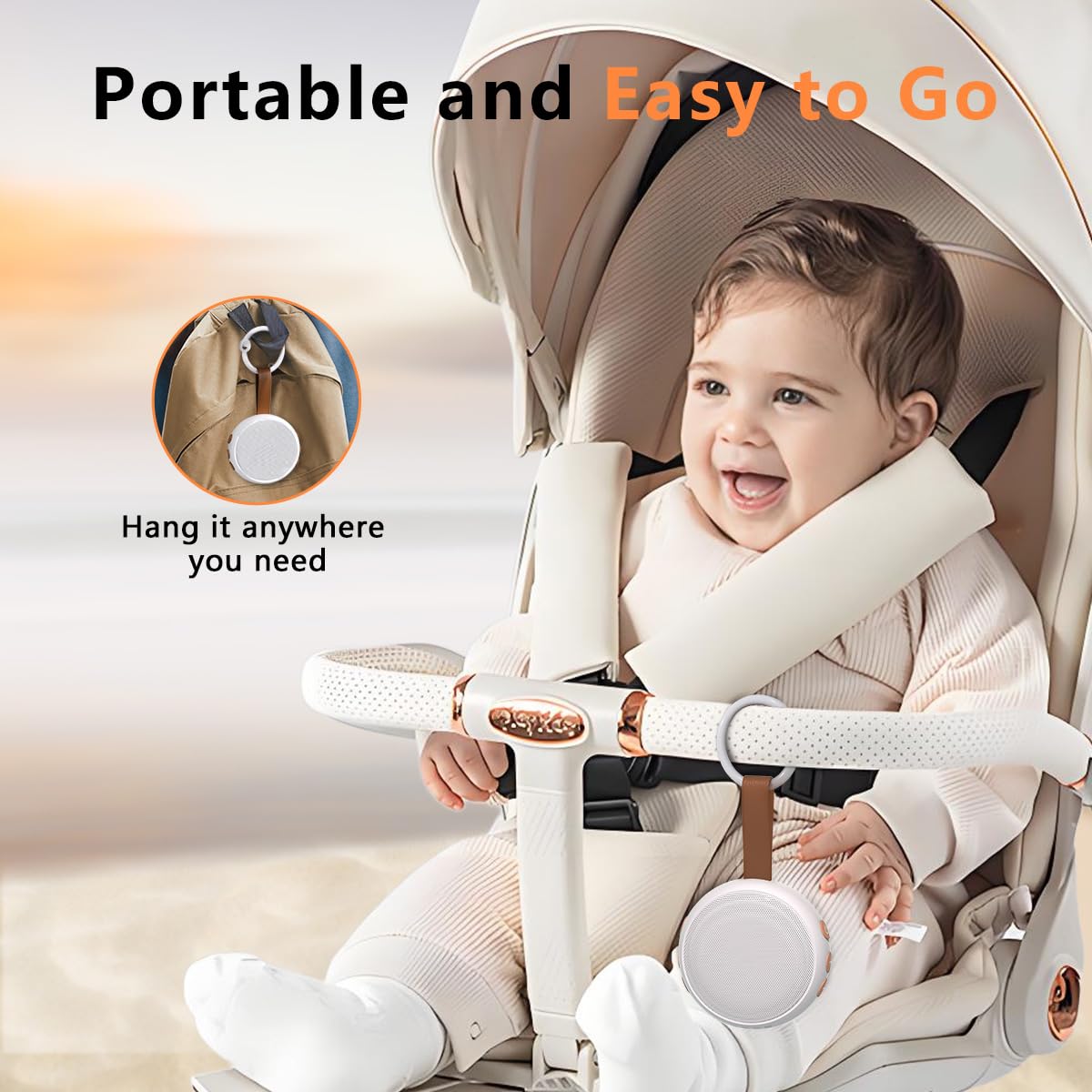 SoundMe Portable Sound Machine — 30 Soothing Sounds, 32 Volume Levels, 4 Timers, Rechargeable