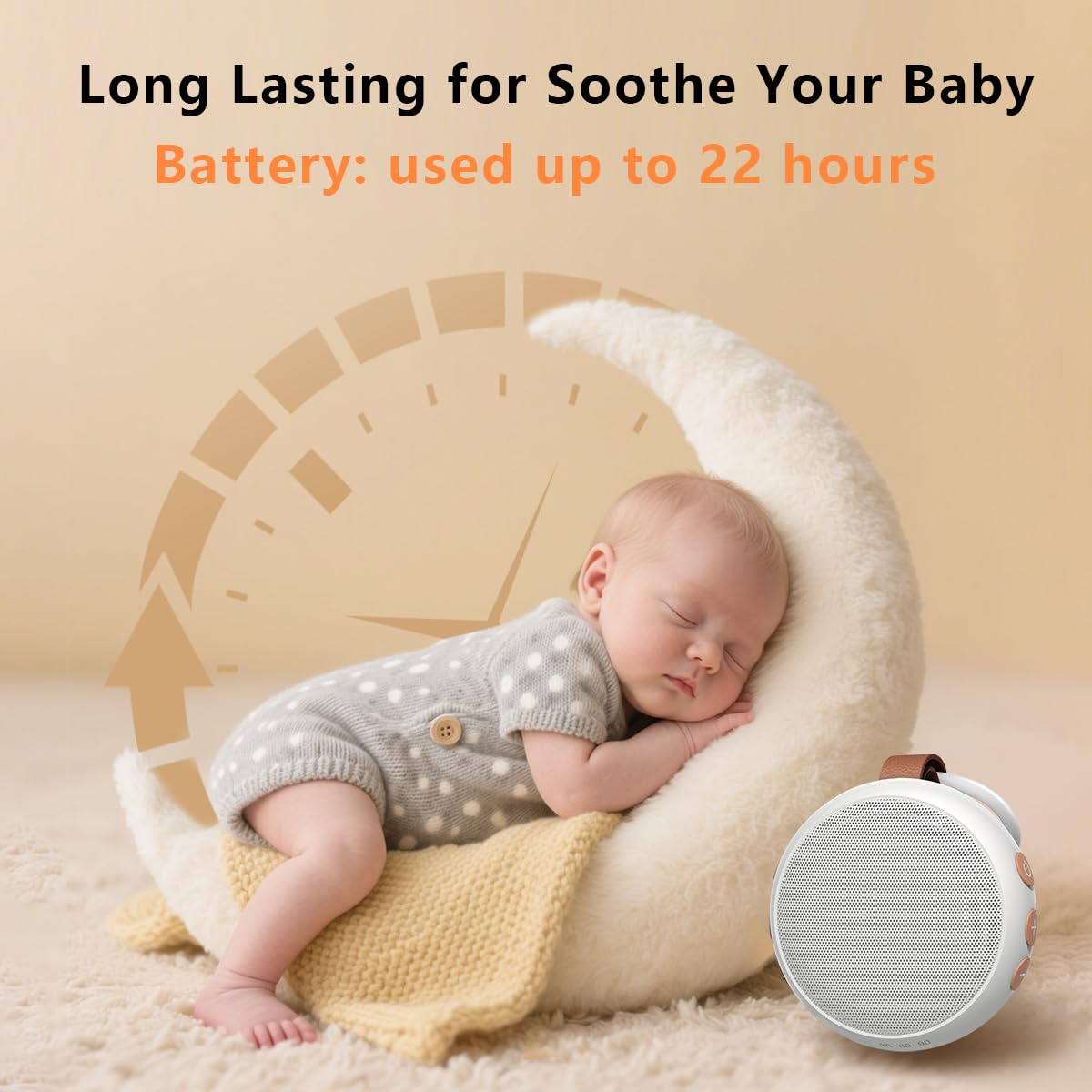 SoundMe Portable Sound Machine — 30 Soothing Sounds, 32 Volume Levels, 4 Timers, Rechargeable