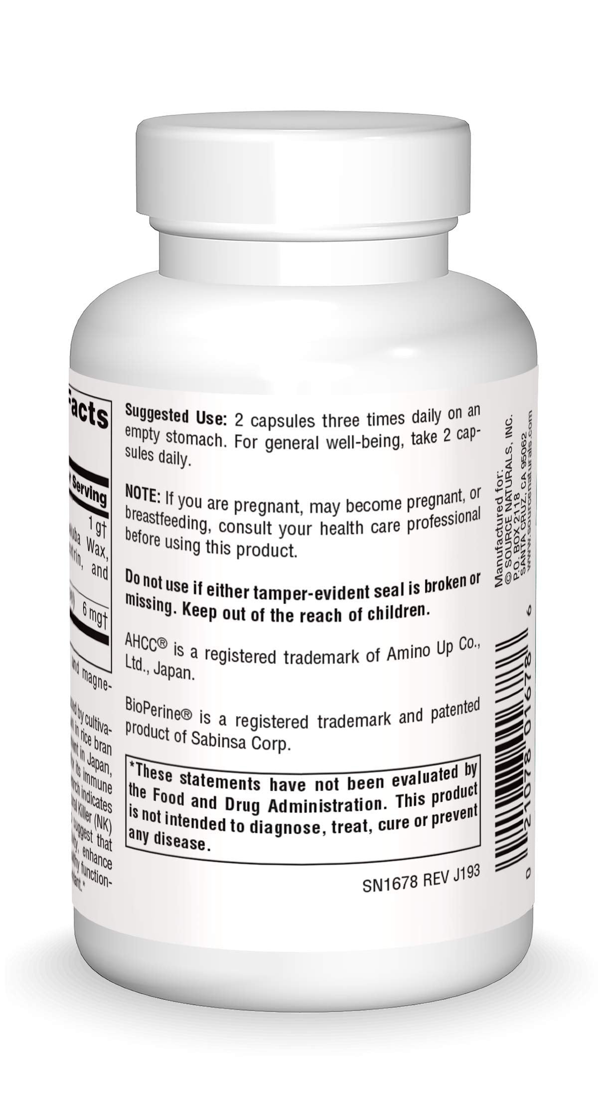 Source Naturals AHCC with Bioperine 500 mg - 60 Capsules | Immune Support