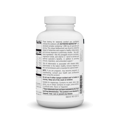 Source Naturals Activated Quercetin — Plant-Derived Bioflavonoid Complex | Seasonal & Immune Defense | 200 Vegetarian-Friendly Tablets
