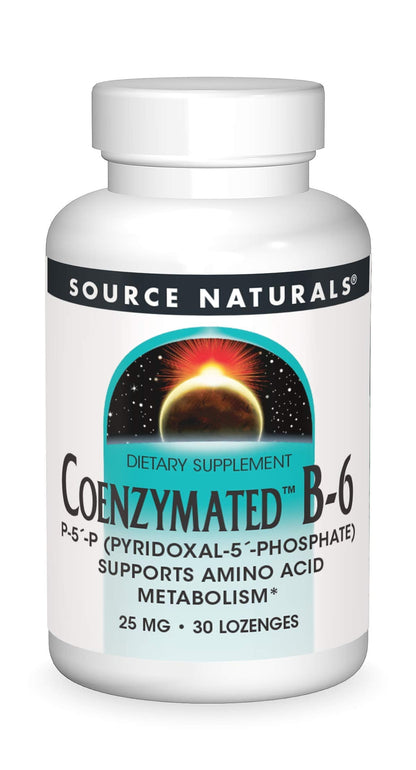 Source Naturals Coenzymated B-6 25 mg P-5 (Pyridoxal-5-Phosphate) - Fast-Acting Sublingual Vitamin, 30 Lozenges