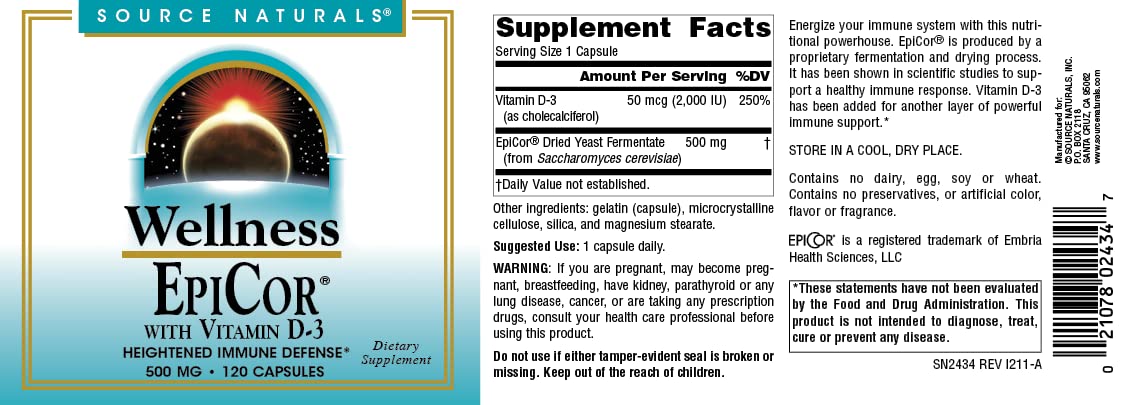 Source Naturals EpiCor with Vitamin D-3 – Immune Support (120 capsules)