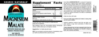 Source Naturals Magnesium Malate 3750 mg per Serving - for Energy Production* - 360 Tablets