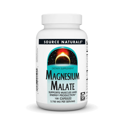 Source Naturals Magnesium Malate 3750 mg – Essential Magnesium Malic Acid Supplement | 100 Capsules