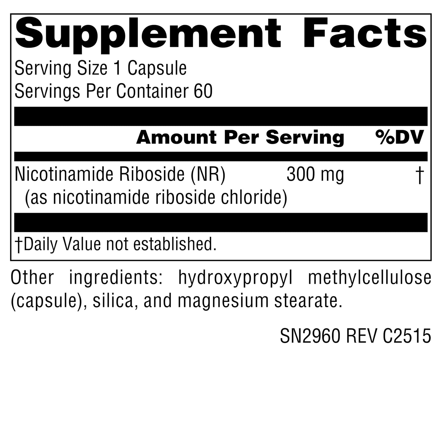 Source Naturals NR Nicotinamide Riboside 300 mg – 60 Vegan Capsules