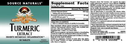 Source Naturals Turmeric Extract – Supports Healthy Inflammation – 50 Tablets