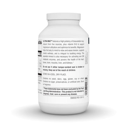 Source Naturals Ultra-Mag High-Efficiency Magnesium Complex - Maintains Muscle & Nerve Function - 240 Tablets